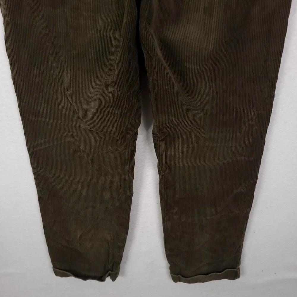 Gap Corduroy Pants Mens Relaxed Fit Pleated Olive 36x34 Fit 34x32 cuffed